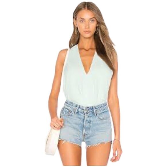REVOLVE Krisa Surplice Front Racer Back Tank in Myth (Pale Mint Green) Large-NWT - Picture 1 of 16